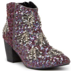 Free People Night Out Ankle Boot Purple Sequins 8